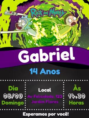 Convite de Aniversário Rick e Morty para Editar Online