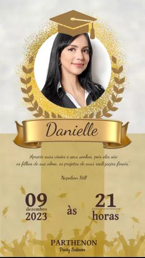 Convite de Formatura com Foto Dourado para Editar Online