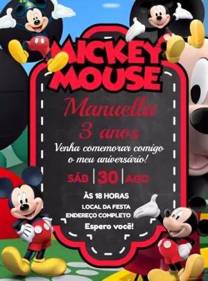 Convite Aniversário Mickey Mouse Editável Online para Enviar