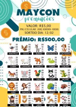 Rifa dos Bichos Editável Online para Imprimir