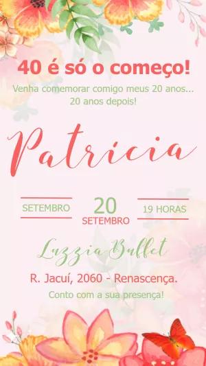 Convite de Aniversário Floral Aquarela para Editar Online