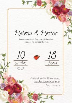 Convite de Casamento Floral Elegante para Editar Online