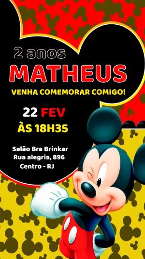 Convite de Aniversário Mickey Mouse Vermelho para Editar Online