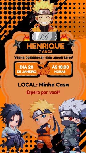 Convite Aniversário Naruto Toy para Editar e Imprimir