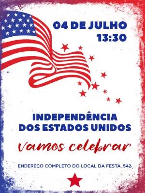 Convite Independência dos EUA com Bandeira para Editar Online
