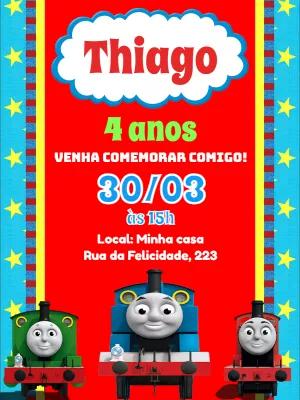 Convite Aniversário Trem Thomas e Seus Amigos para Editar Online
