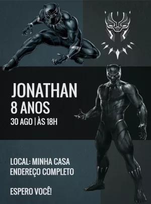 Convite Aniversário Pantera Negra para Editar Online