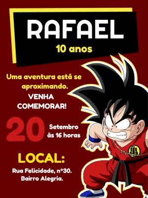 Convite de Aniversário Dragon Ball Z com Goku para Editar