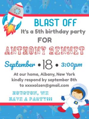 Editable Astronaut Birthday Invitation for Kids