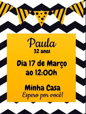 Convite de Aniversário Moderno Preto e Amarelo para Editar