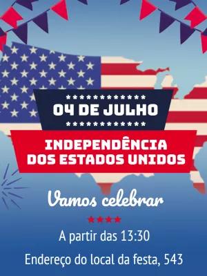 Convite Independência dos EUA Patriótico para Editar Online
