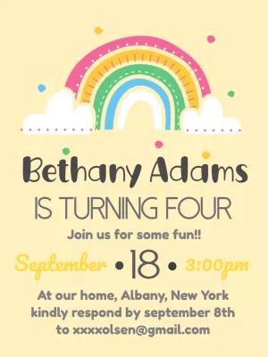 Cute Rainbow Birthday Invitation to Edit Online