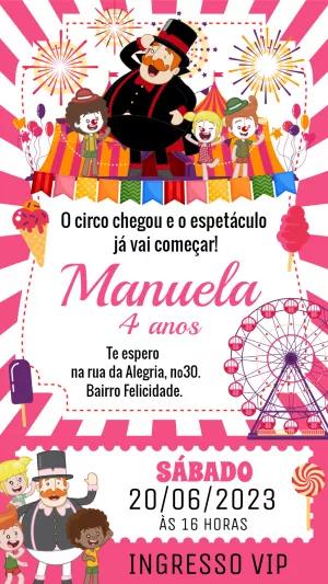Convite Aniversário Mundo Bita Circo para Editar Online