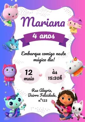 Convite de Aniversário A Casa Mágica da Gabby para Editar