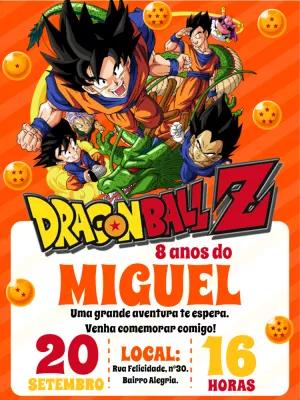 Convite de Aniversário Dragon Ball Z com Goku para Editar Online