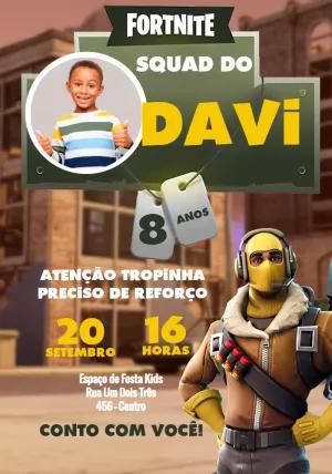 Convite de Aniversário Fortnite com Foto para Editar Online