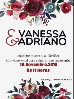 Convite de Casamento Floral Marsala para Editar Online