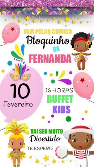 Convite Aniversário Carnaval Infantil para Editar Online