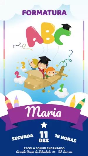 Convite Formatura Infantil ABC para Editar Online
