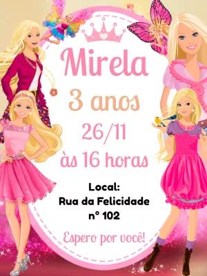 Convite de Aniversário Barbie Rosa para Editar Online