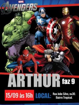 Convite de Aniversário Vingadores com Heróis para Editar Online