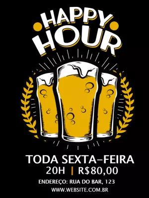 Convite de Happy Hour com Cerveja para Editar Online