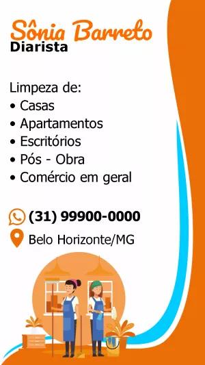Cartão de Visita Diarista Profissional para Editar Online