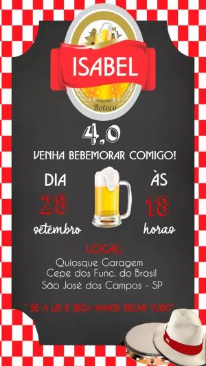 Convite Aniversário Tema Boteco para Editar Online