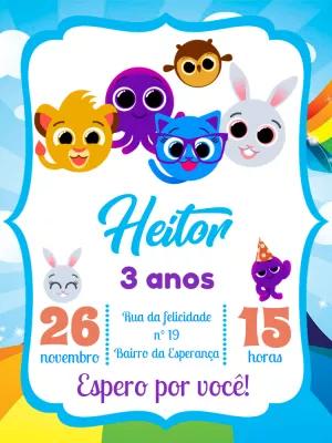 Convite Aniversário Bolofofos com Personagens Editável Online