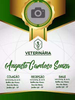 Convite de Formatura Veterinária com Foto para Editar Online