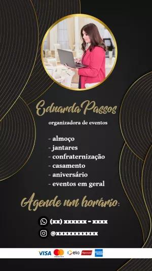Cartão de Visita Organizadora de Eventos Elegante para Editar