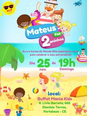 Convite Aniversário Mundo Bita Fundo do Mar para Editar