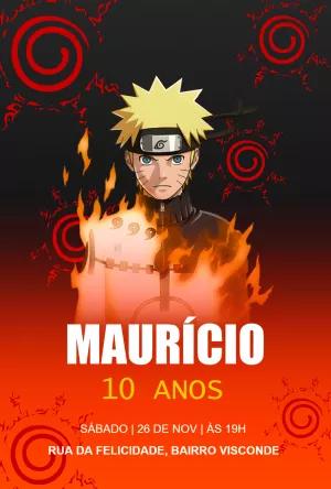 Convite Aniversário Naruto Uzumaki para Editar Online