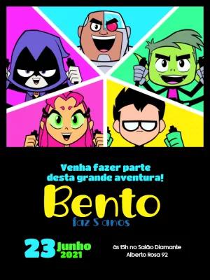 Convite de Aniversário Jovens Titãs com Personagens para Editar