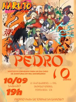 Convite Aniversário Naruto com Personagens para Editar Online