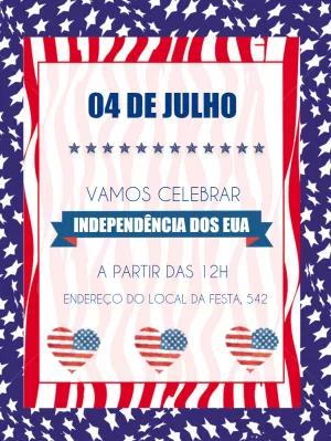 Convite 4 de Julho Independência dos EUA para Editar Online