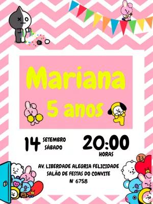 Convite de Aniversário BT21 com Personagens para Editar Online