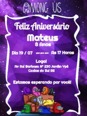Convite de Aniversário Among Us para Editar Online
