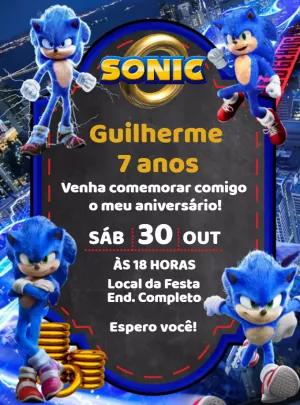 Convite de Aniversário Sonic do Filme para Editar Online