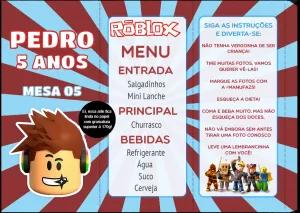 Menu de Aniversário Roblox para Editar e Imprimir Online