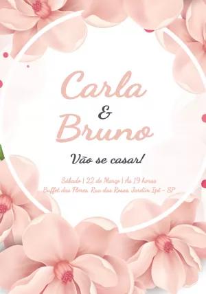 Convite de Casamento com Flores Rosa para Editar Online