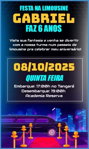 Convite Aniversário Limousine de Luxo para Editar Online