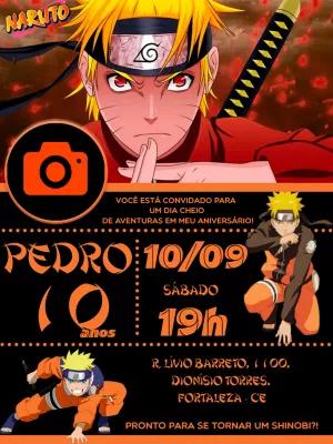 Convite de Aniversário Naruto com Foto para Editar Online