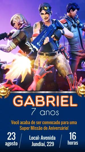 Convite de Aniversário Fortnite com Personagens para Editar