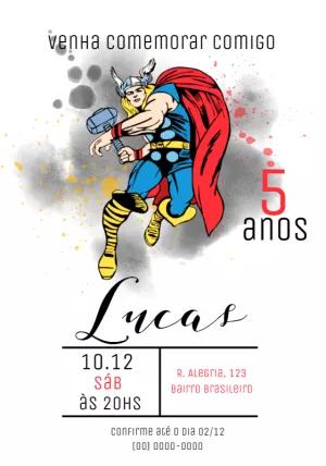 Convite de Aniversário Thor Super-Herói para Editar Online