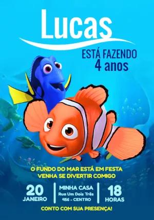 Convite de Aniversário Procurando Nemo para Editar Online