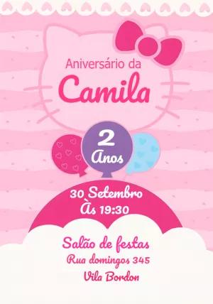 Convite de Aniversário Hello Kitty para Editar Online
