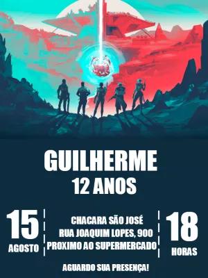 Convite Aniversário Gamer Valorant para Editar Online