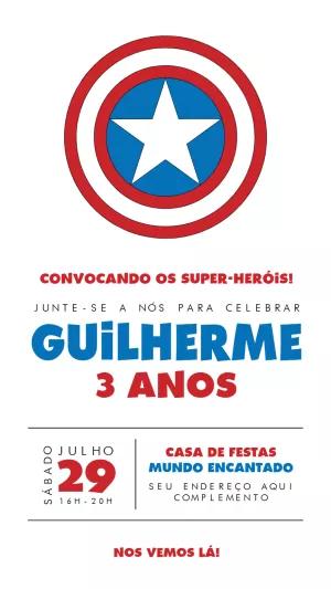 Convite de Aniversário Capitão América para Editar Online