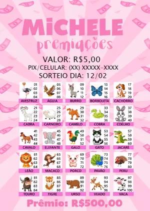 Rifa de Animais com Números para Editar Online